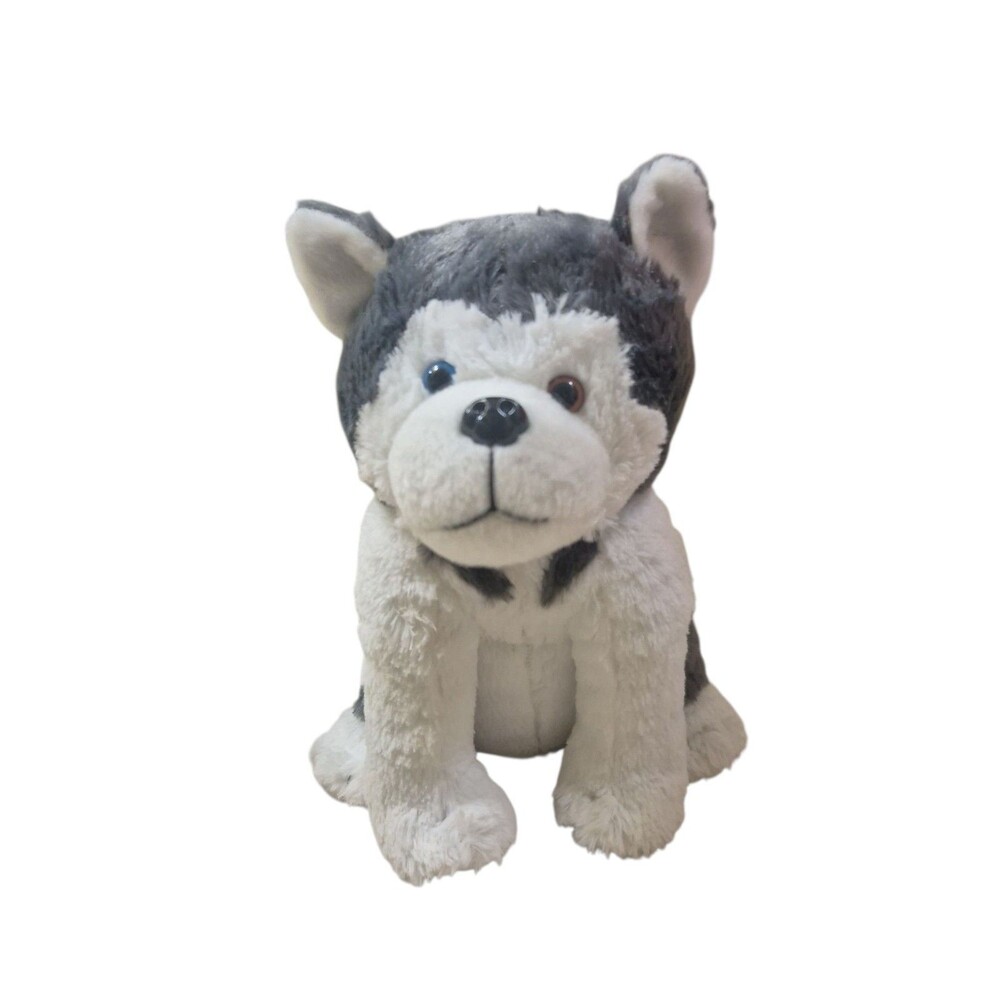 Husky Puppy Dog Plush 10" Gray and White Classic Toy Sitting Blue & Brown Eyes